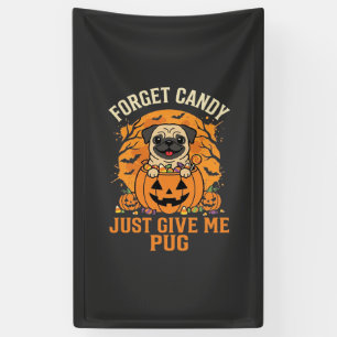 Grappig Halloween Pug Snoep Design_1 Spandoek