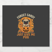 Grappig Halloween Pug Snoep Design_1 Sparkling Wijnetiket (Enkel label)