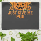 Grappig Halloween Pug Snoep Design_1 Theedoek (Gevouwen)