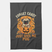 Grappig Halloween Pug Snoep Design_1 Theedoek (Verticaal)
