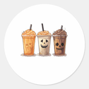 Grappig Halloween Pumpkin Spice Latte Coffee Herfs Ronde Sticker