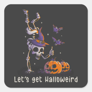 Grappig Halloween Quote Laten we Halloween Pun kri Vierkante Sticker