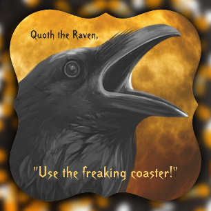 Grappig Halloween Raven Poe Raven Crow Freakin Par Kartonnen Onderzetters