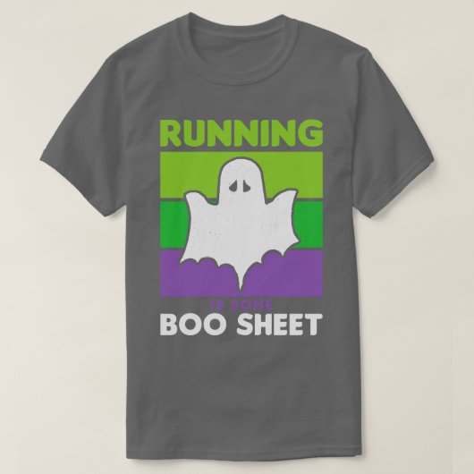 Grappig Halloween Running is Boo Sheet Ghost Retro T-shirt (Design voorkant)