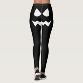 Grappig Halloween Scary Pumpkin Gezicht Zwart Wit Leggings (Achterkant)