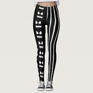 Grappig Halloween Scary Pumpkin Gezicht Zwart Wit Leggings