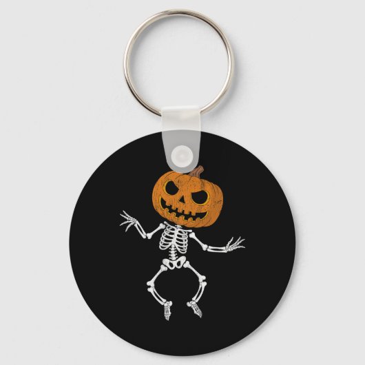Grappig Halloween Schattige Skelet Pompoen Schedel Sleutelhanger (Voorkant)