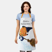 Grappig Halloween Schort Witch Pumpkin Vliegen (Gedragen)