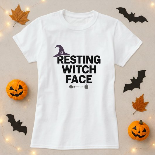 Grappig Halloween Shirt; Resting Witch Face Pun T-shirt