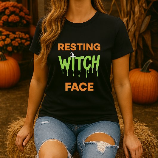 Grappig Halloween Shirt; Resting Witch Face Pun T-shirt