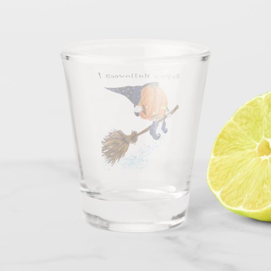 Grappig Halloween Shot Glass Witch Pumpkin Vliegen Shot Glas (Achterkant)