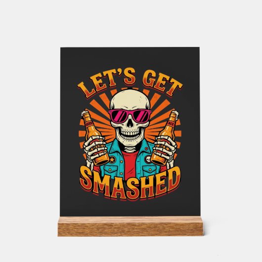 Grappig Halloween Skelet Bier Gebroken Design_1 Acryl Bord (Voorkant)