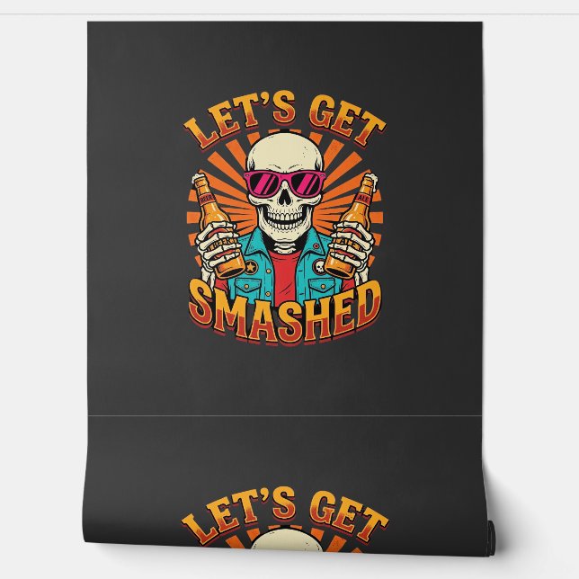 Grappig Halloween Skelet Bier Gebroken Design_1 Behang (Afrollen)