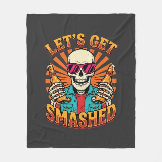 Grappig Halloween Skelet Bier Gebroken Design_1 Fleece Deken (Voorkant)