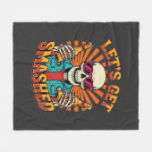 Grappig Halloween Skelet Bier Gebroken Design_1 Fleece Deken (Voorkant (Horizontaal))