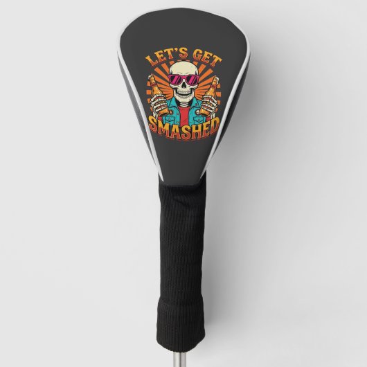 Grappig Halloween Skelet Bier Gebroken Design_1 Golfheadcover (Voorkant)
