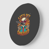 Grappig Halloween Skelet Bier Gebroken Design_1 Grote Klok (Hoek)