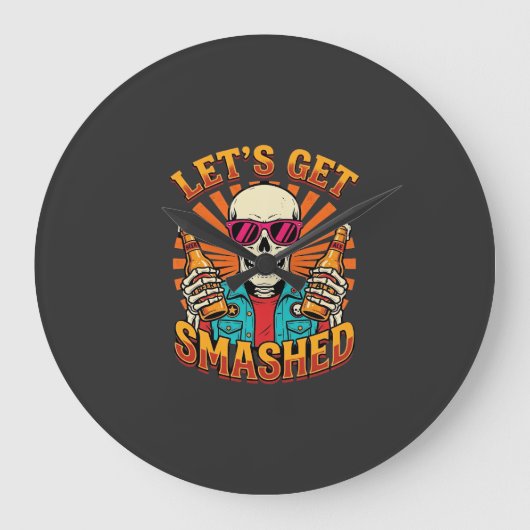 Grappig Halloween Skelet Bier Gebroken Design_1 Grote Klok (Voorkant)