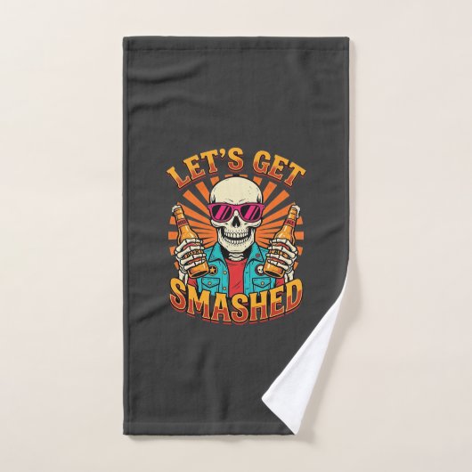 Grappig Halloween Skelet Bier Gebroken Design_1 Handdoek (Handdoek)