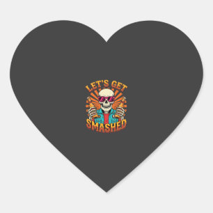 Grappig Halloween Skelet Bier Gebroken Design_1 Hart Sticker