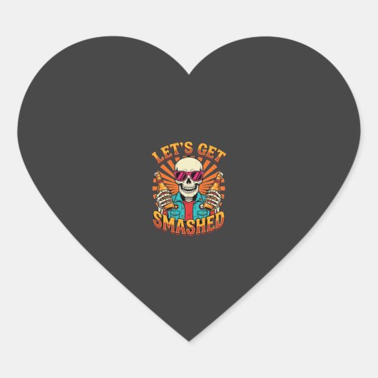 Grappig Halloween Skelet Bier Gebroken Design_1 Hart Sticker (Voorkant)
