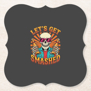 Grappig Halloween Skelet Bier Gebroken Design_1 Kartonnen Onderzetters