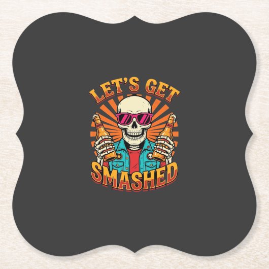 Grappig Halloween Skelet Bier Gebroken Design_1 Kartonnen Onderzetters (Voorkant)