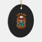 Grappig Halloween Skelet Bier Gebroken Design_1 Keramisch Ornament (Rechts)