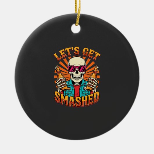 Grappig Halloween Skelet Bier Gebroken Design_1 Keramisch Ornament (Voorkant)