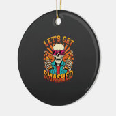 Grappig Halloween Skelet Bier Gebroken Design_1 Keramisch Ornament (Links)