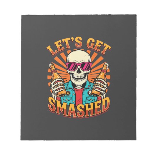 Grappig Halloween Skelet Bier Gebroken Design_1 Notitieblok (Voorkant)