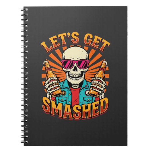 Grappig Halloween Skelet Bier Gebroken Design_1 Notitieboek (Voorkant)
