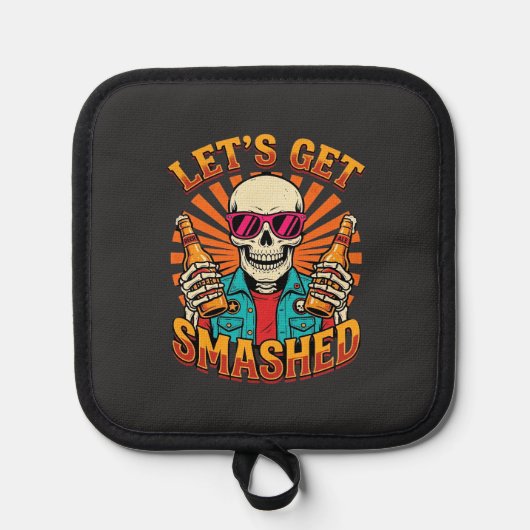 Grappig Halloween Skelet Bier Gebroken Design_1 Pannenlap (Voorkant)