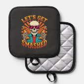 Grappig Halloween Skelet Bier Gebroken Design_1 Pannenlap (Voorkant / Achterkant)