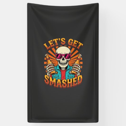 Grappig Halloween Skelet Bier Gebroken Design_1 Spandoek (Verticaal)