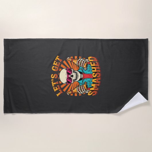 Grappig Halloween Skelet Bier Gebroken Design_1 Strandlaken (Voorkant)