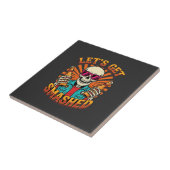 Grappig Halloween Skelet Bier Gebroken Design_1 Tegeltje (Zijkant)