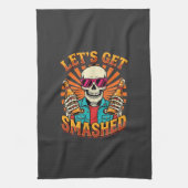 Grappig Halloween Skelet Bier Gebroken Design_1 Theedoek (Verticaal)