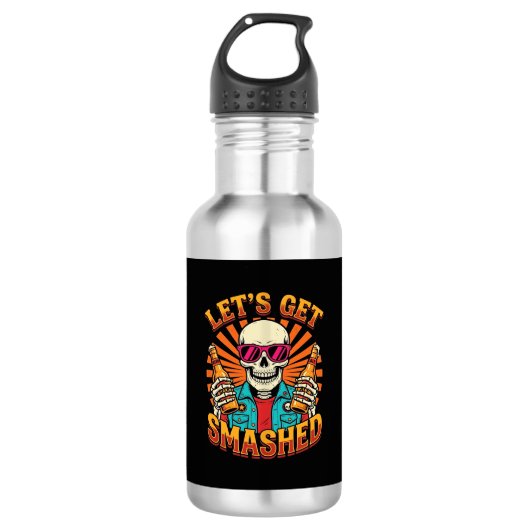 Grappig Halloween Skelet Bier Gebroken Design_1 Waterfles (Voorkant)