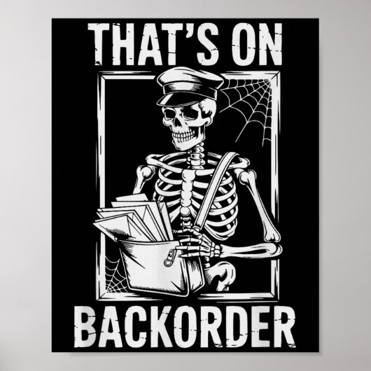 Grappig Halloween-skelet dat op backorder-mail sta Poster (Voorkant)