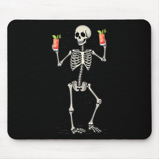 Grappig Halloween skelet Drink Bloody Mary Tail Muismat (Voorkant)