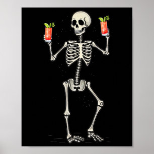 Grappig Halloween skelet Drink Bloody Mary Tail Poster