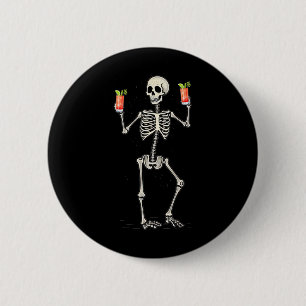 Grappig Halloween skelet Drink Bloody Mary Tail Ronde Button 5,7 Cm