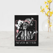 Grappig Halloween Skelet Drink Coffee Quote Nev Kaart (Gele Bloem)