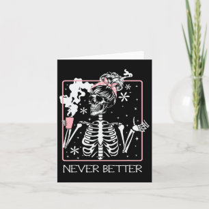 Grappig Halloween Skelet Drink Coffee Quote Nev Kaart