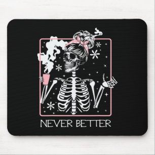 Grappig Halloween Skelet Drink Coffee Quote Nev Muismat