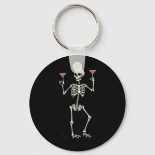 Grappig Halloween Skelet Drink Manhattan Tail Sleutelhanger