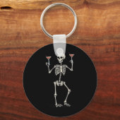 Grappig Halloween Skelet Drink Manhattan Tail Sleutelhanger (Voorkant)