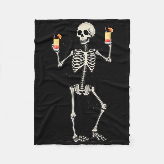 Grappig Halloween skelet Drink Tequila Sunrise Fleece Deken (Voorkant)