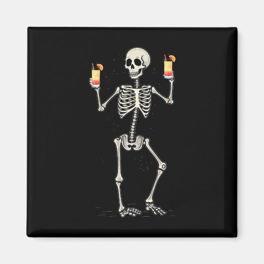 Grappig Halloween skelet Drink Tequila Sunrise Magneet (Voorkant)